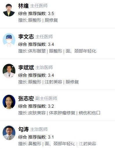 安贞医院整形美容科医生名单